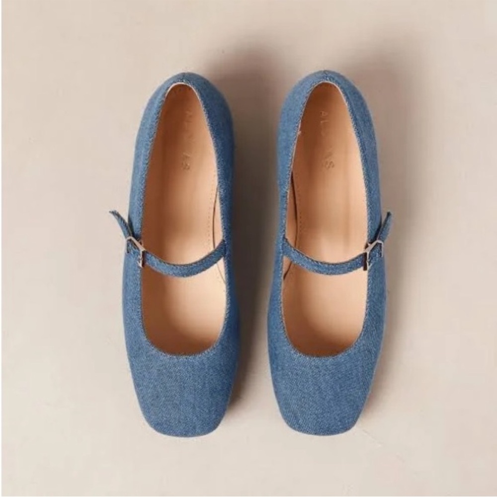NEW ALOHAS Por Do Sol Ballet Mary Jane Flats Denim Blue Classic Cute Sz 40EU 9US - Picture 2 of 10